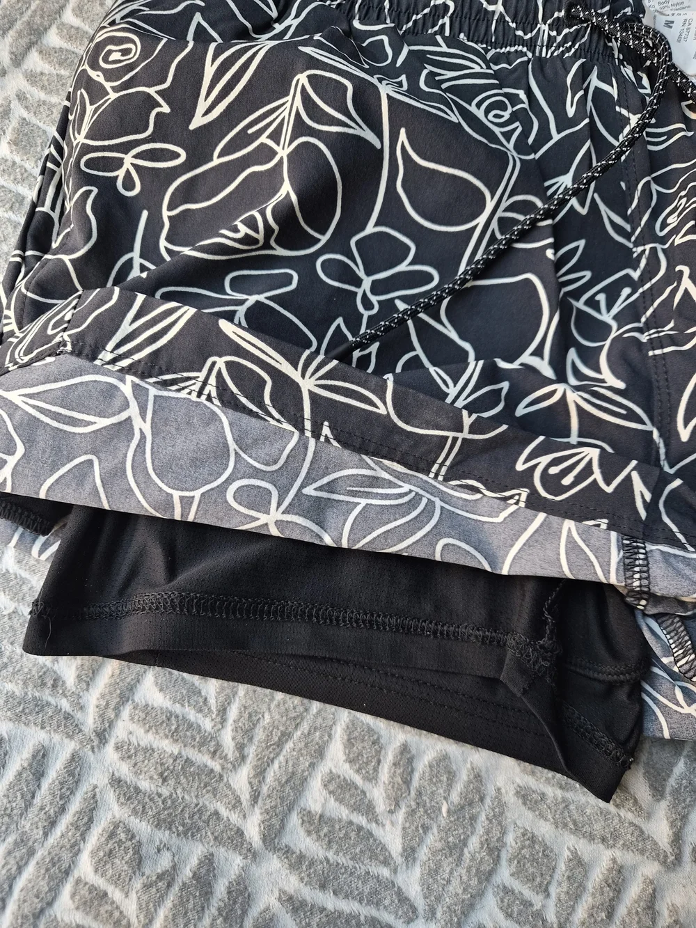 Fabletics The Cabana Shorts Black White Rose Floral 5